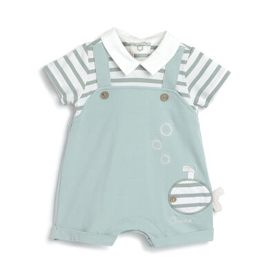 Boys Light Green Applique Short Sleeve Rompers